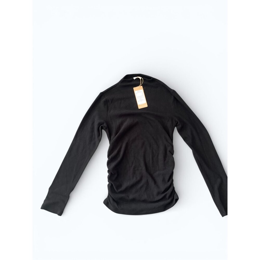 OGL Ruched Mock Neck Top Black NWT Side Ruched SPU 230926-1295W24 - Picture 5 of 7
